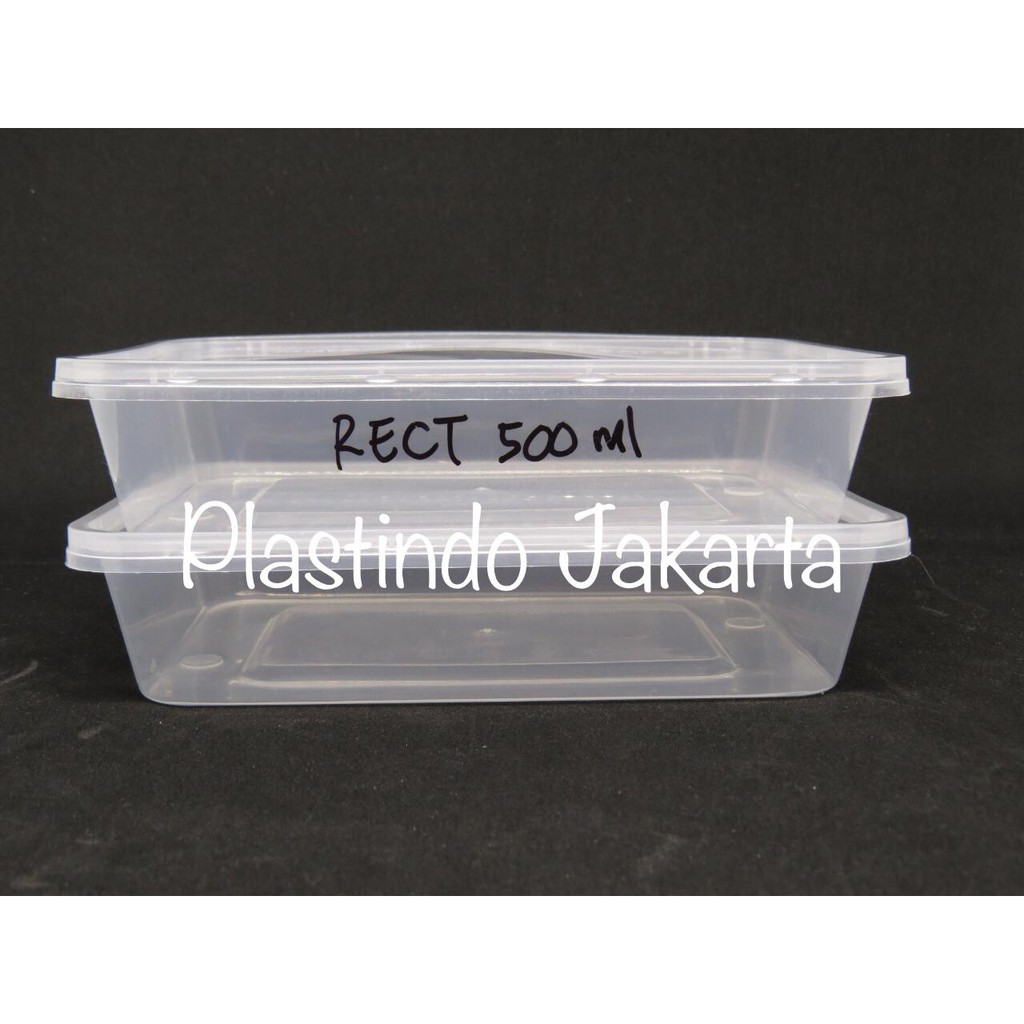 Jual Pack Isi 25 Set Thinwall Rect Kotak Makan 500 Ml Tutup Food Container Nasi Box 0137