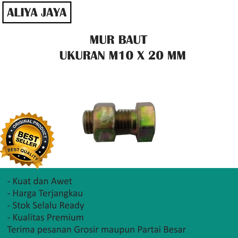 Jual MUR BAUT UKURAN M10 X 20 MM KNG MURAH (HARGA PER 10 PCS) | Shopee ...