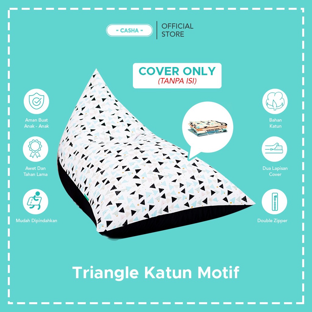 Jual Cover Only Casha Triangle Medium Katun Motif Tanpa Isi Bean Bag Murah Bean Bag Dewasa