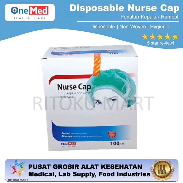 Jual Nurse Cap Topi Perawat Penutup Kepala Disposable Non Woven OneMed ...