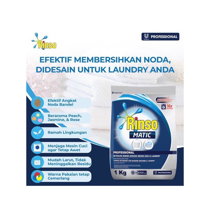 Jual RINSO MATIC PROFESIONAL POWDER 1KG/ SABUN CUCI BAJU / SABUN ...