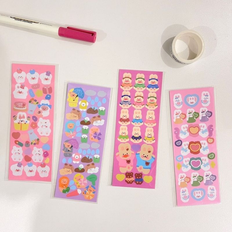 Jual 1 LEMBAR STIKER TEMA BEAR OR RABBIT BULLET JURNAL DIY (STICKERS ...