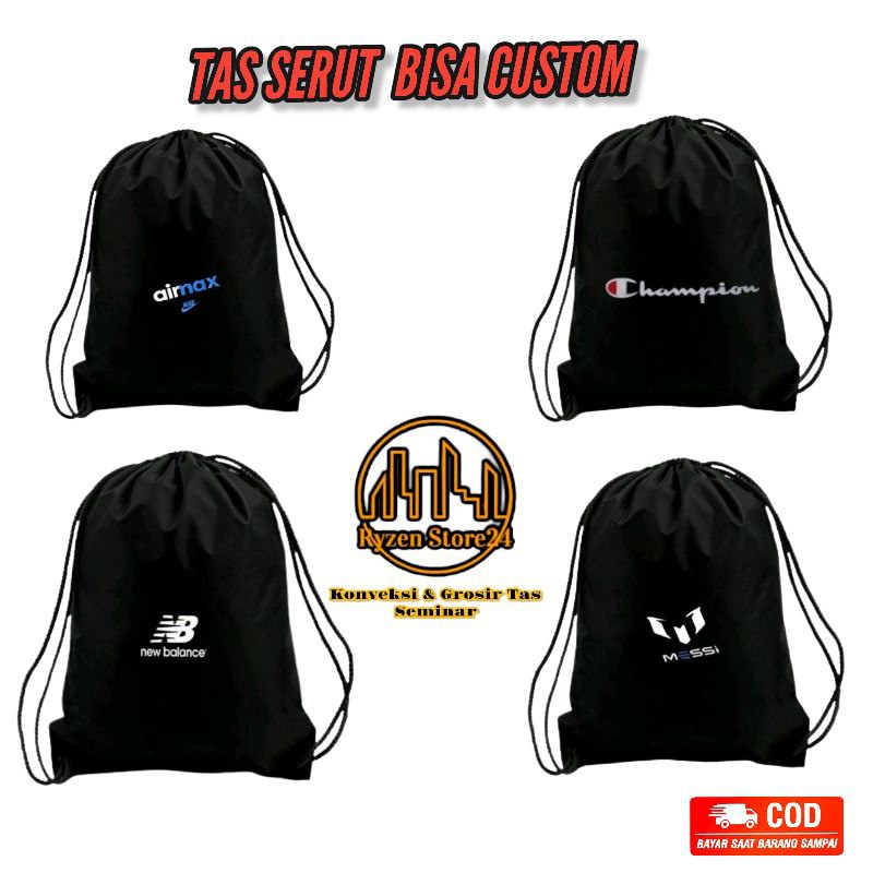 Jual Tas Serut Anti Air String Bag Pria Wanita Tas Futsal Bisa Custom Sablon Shopee Indonesia