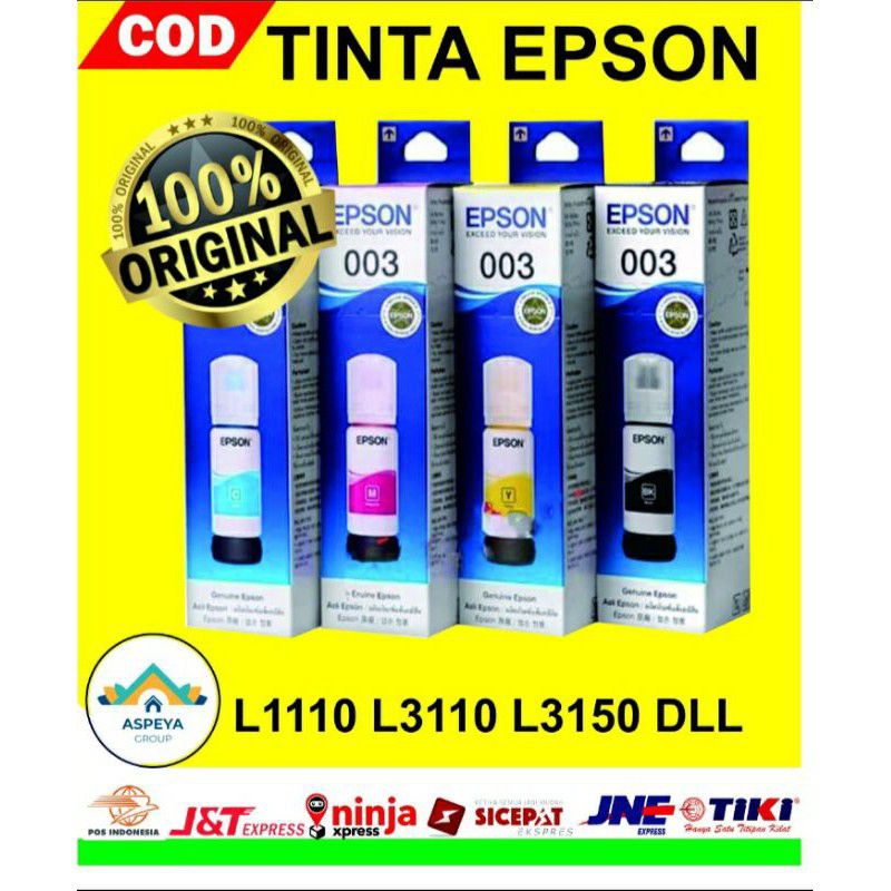 Jual Tinta Epson 003 asli original promo murah L3110 L3150 L5190 Warna