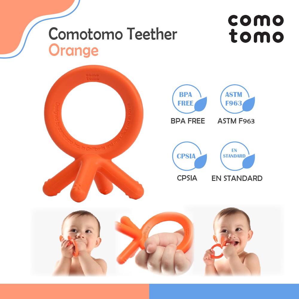 Jual Comotomo Teether Orange – Teething Gusi Gigitan Gigi Bayi Silicone ...