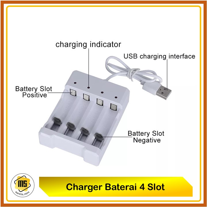 Jual Charger Baterai AA / AAA 4 Slot USB Charger | Shopee Indonesia