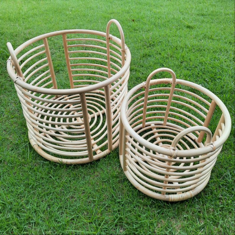 Jual keranjang rotan / rattan basket set | Shopee Indonesia