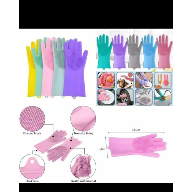 SEPASANG SARUNG TANGAN CUCI PIRING SILIKON / SARUNG CUCI TANGAN SILICON MULTIFUNGSI | AutoStock