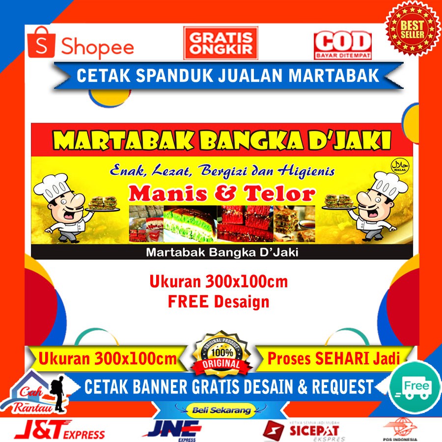 Jual Cetak Banner Spanduk Backdrop Custom Murah Free Design Baliho Usaha Jualan Martabak Mini 1304