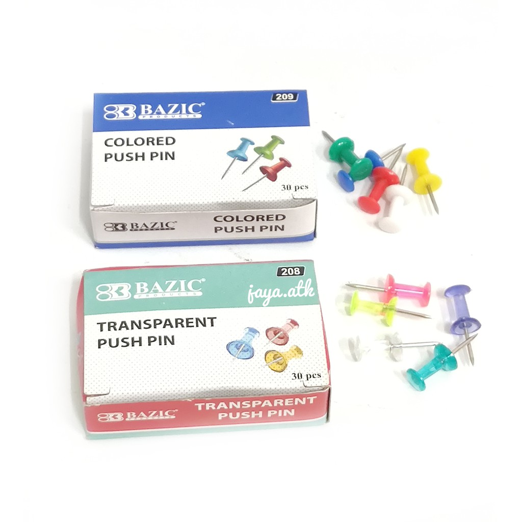 Jual PUSH PIN PAKU PIN TEKAN WARNA TRANSPARANT BAZIC 208 209 ISI 30 ...