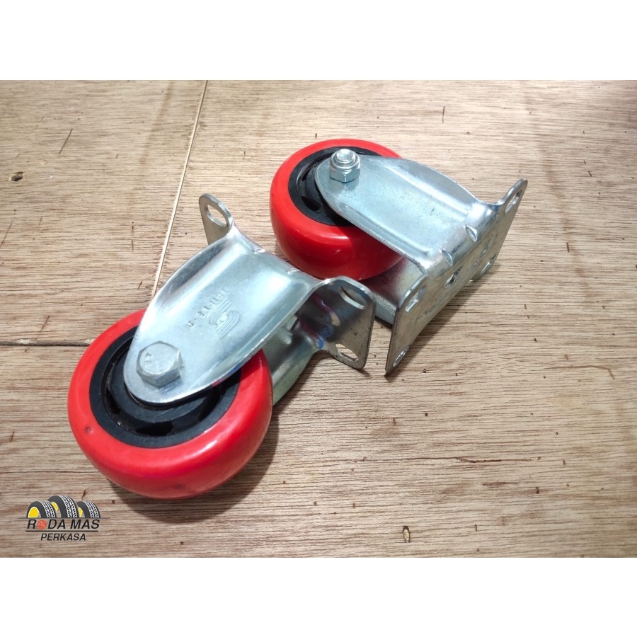 Jual Roda Nylon Merah Mati Trolly Troli 4