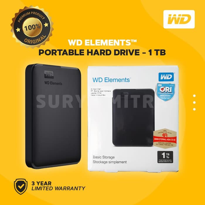 Jual Hardisk Eksternal 1TB WD Element USB 3.0 | Shopee Indonesia
