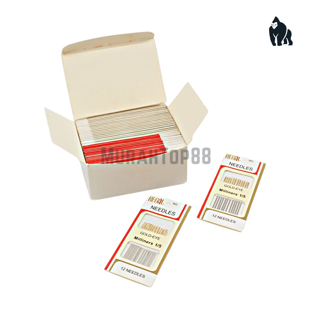 Jual Jarum Jahit Tangan Regal 1/5 isi 12 Warna Emas / Gold Eye Miliners ...