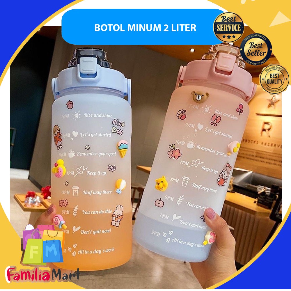 Jual Botol Minum Lucu 2 Liter 2000ML Korea VIRAL Botol Tumbler Motivasi ...