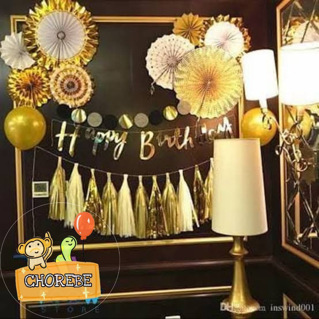 Jual Paket Dekorasi Ulang Tahun / Happy Birthday Gold | Shopee Indonesia