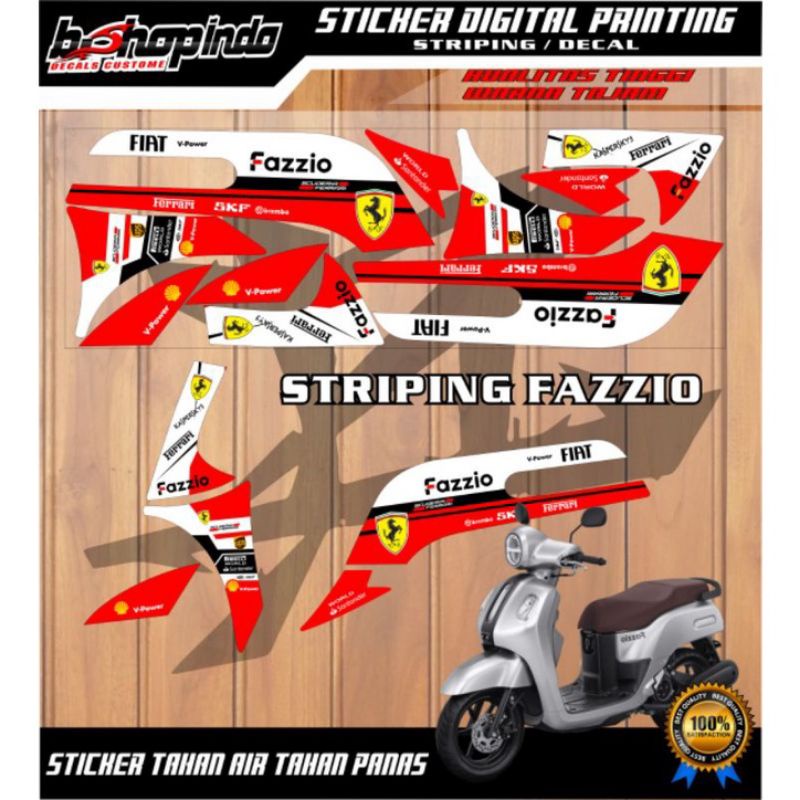 Jual Stiker Striping Yamaha Fazzio motif ferari varian warna keren ...