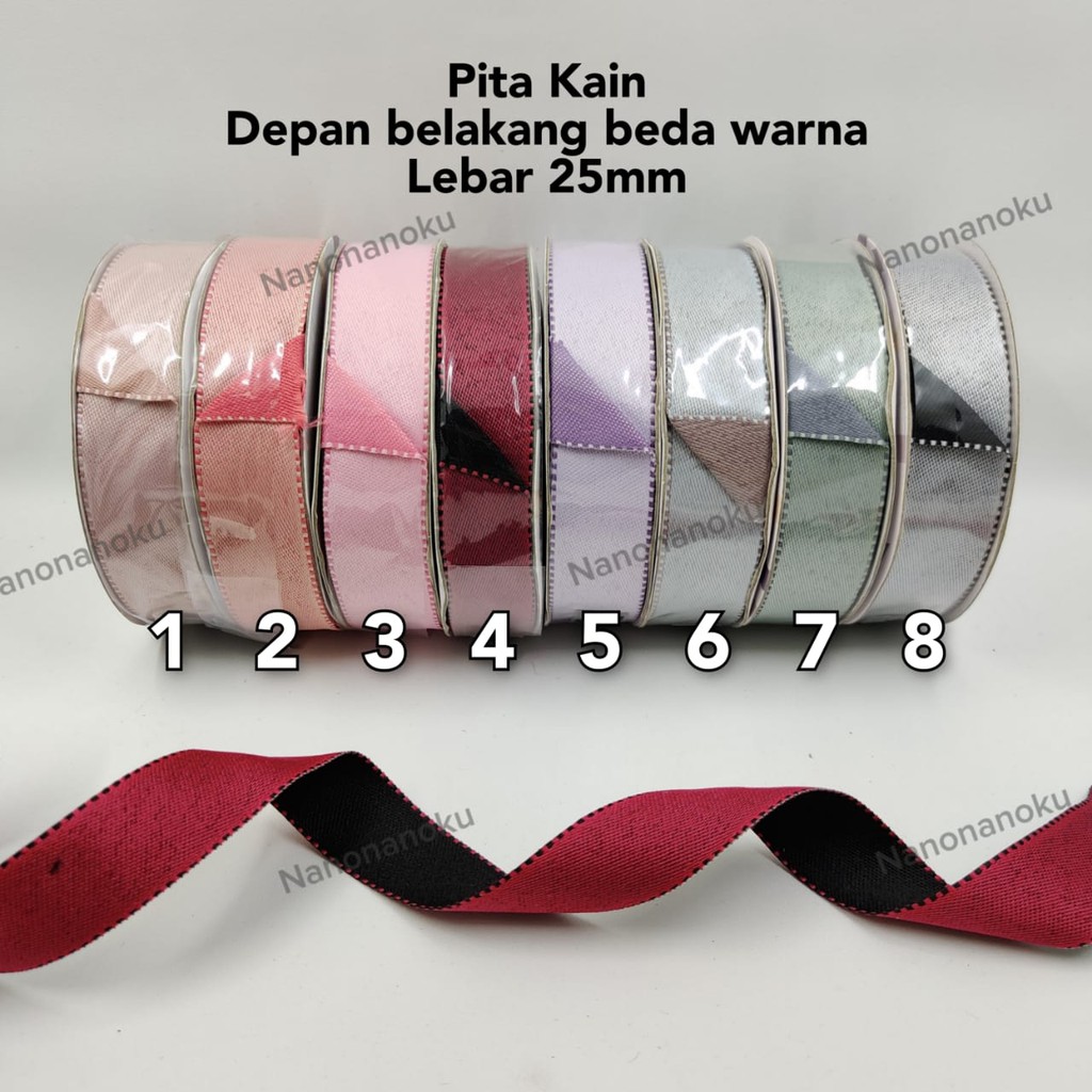 Jual Pita Kain 1 Inch 2 5 Cm Depan Belakang Beda Warna Lis Bintik