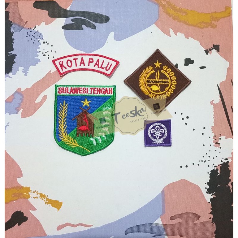 Jual Set Atribut Seragam Pramuka Logo Tunas Kelapa dan Wosm, Logo Kwartir Daerah ( Kwarda