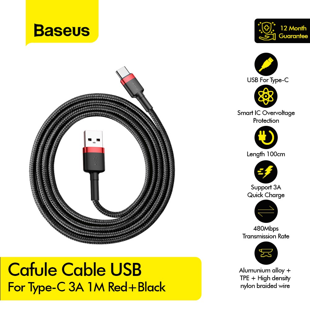 Jual Baseus Cafule Cable Usb For Type C A M Catklf B Shopee Indonesia