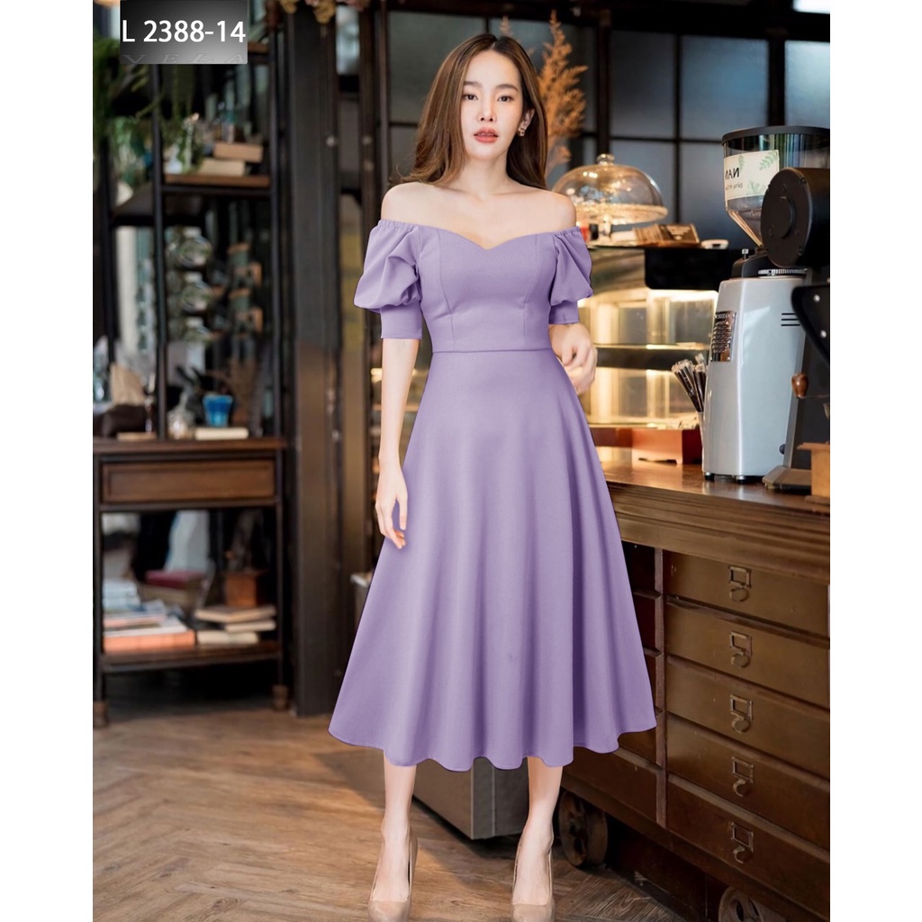 Jual Joanne Fashion Dress Sabrina Scuba Premium Midi Dress Dress Korea Modern Scuba