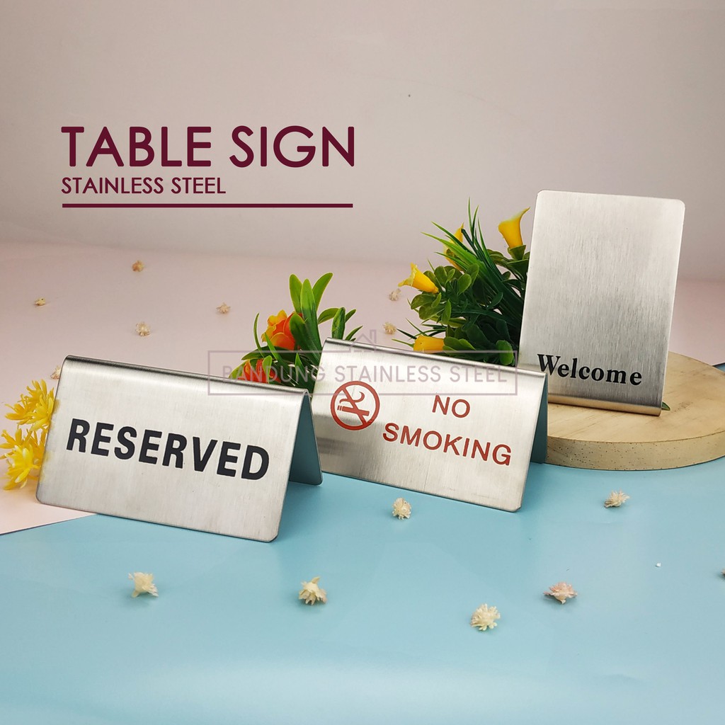 Jual Table Sign Tanda Meja Restoran Stainless Steel Reserved No Smoking ...