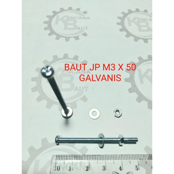 Jual 10 PCS BAUT JP M3 X 50 GALVANIS/ SEKRUP/ SKRUP JP M3 X 50 KUNCI ...