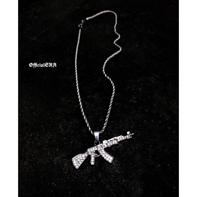 Jual SILVER AK47 X ROPE CHAIN NECKLACE ( KALUNG AK47 SKA JEWELRY ...