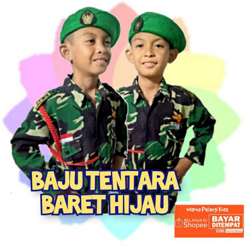 Jual KOSTUM TENTARA BARET HIJAU / BAJU DORENG | Shopee Indonesia