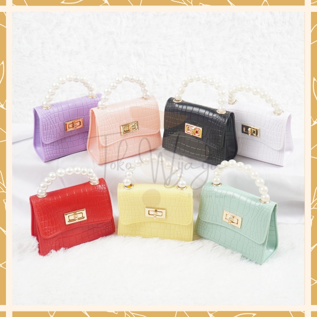 Tas Jelly Mini Croco Pearl Tas Jelly Glossy Motif Croco Import Tas  Jelly Mini Rubber