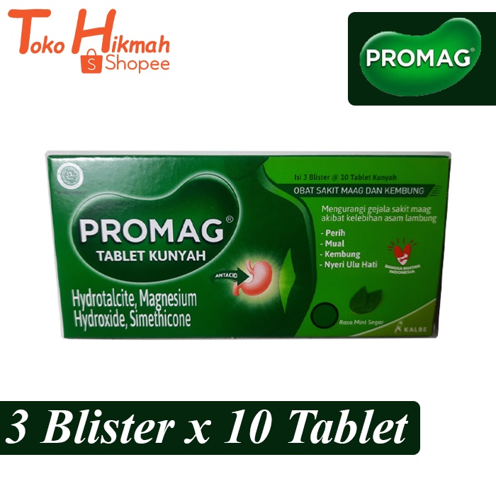 Jual Promag Tablet 1 Blister Isi 10 Tablet Obat Sakit Maag Dan Kembung ...