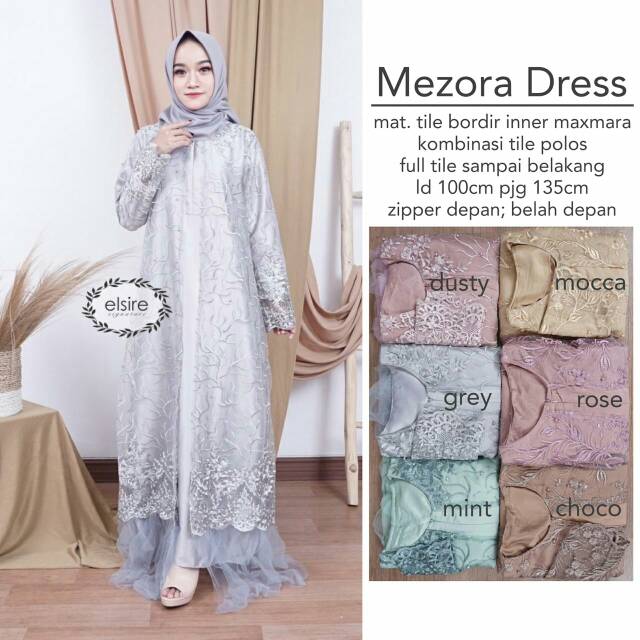Jual ELSIRE Mezora Dress brokat bridal tile murah cantik terbaru trendi