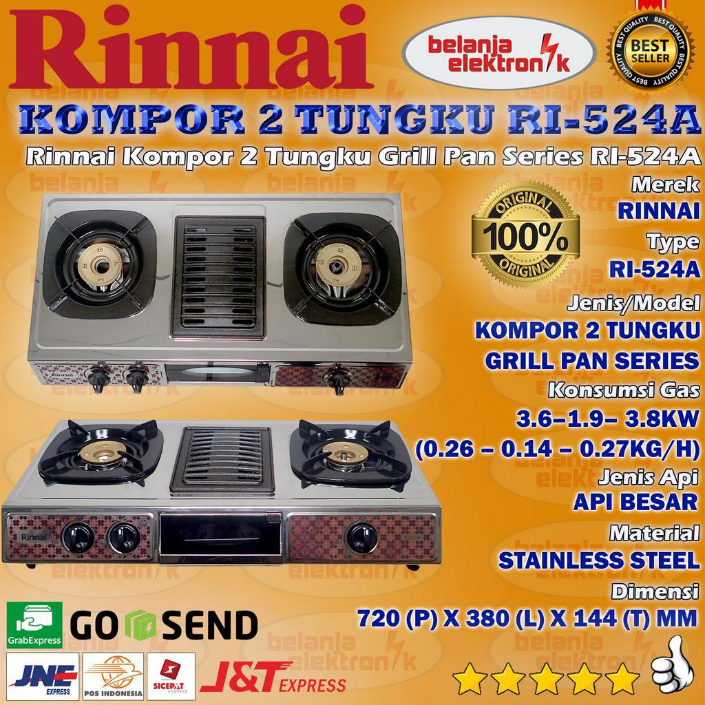 Jual RINNAI KOMPOR GAS 2 TUNGKU GRILL PAN SERIES RI-524A | Shopee Indonesia