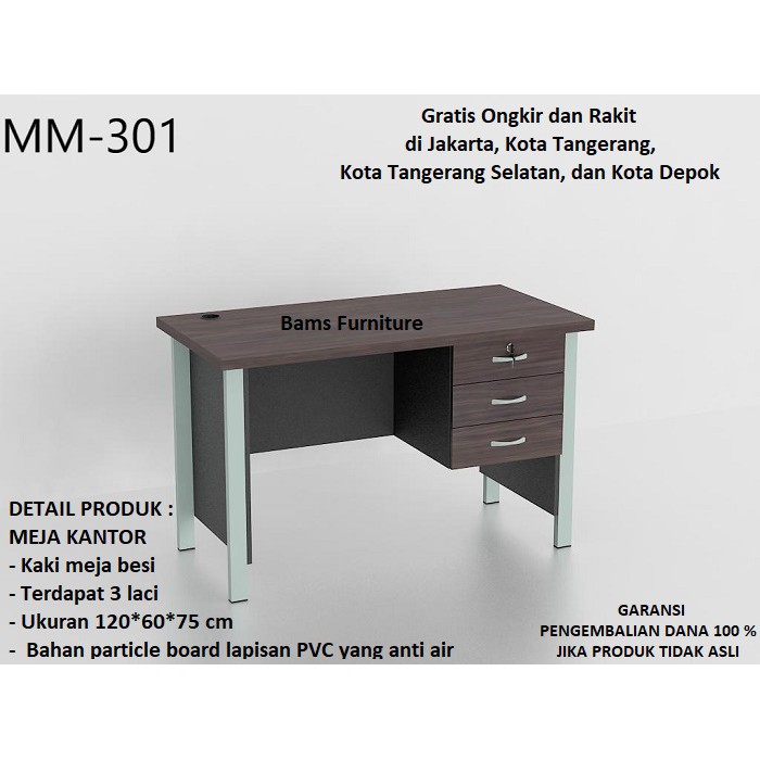 Jual Meja Kerja Meja Kantor Meja VIP MM-301 Di Jamin Ori Uk. 120x60x75 ...