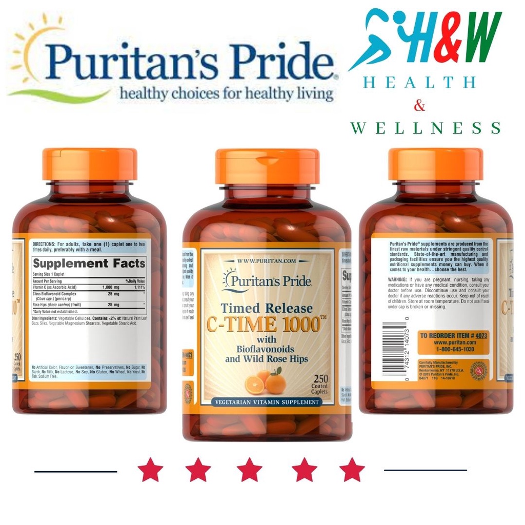 Jual Suplemen Vitamin C 1000mg + Rose Hips Time Release Puritan isi 250 ...