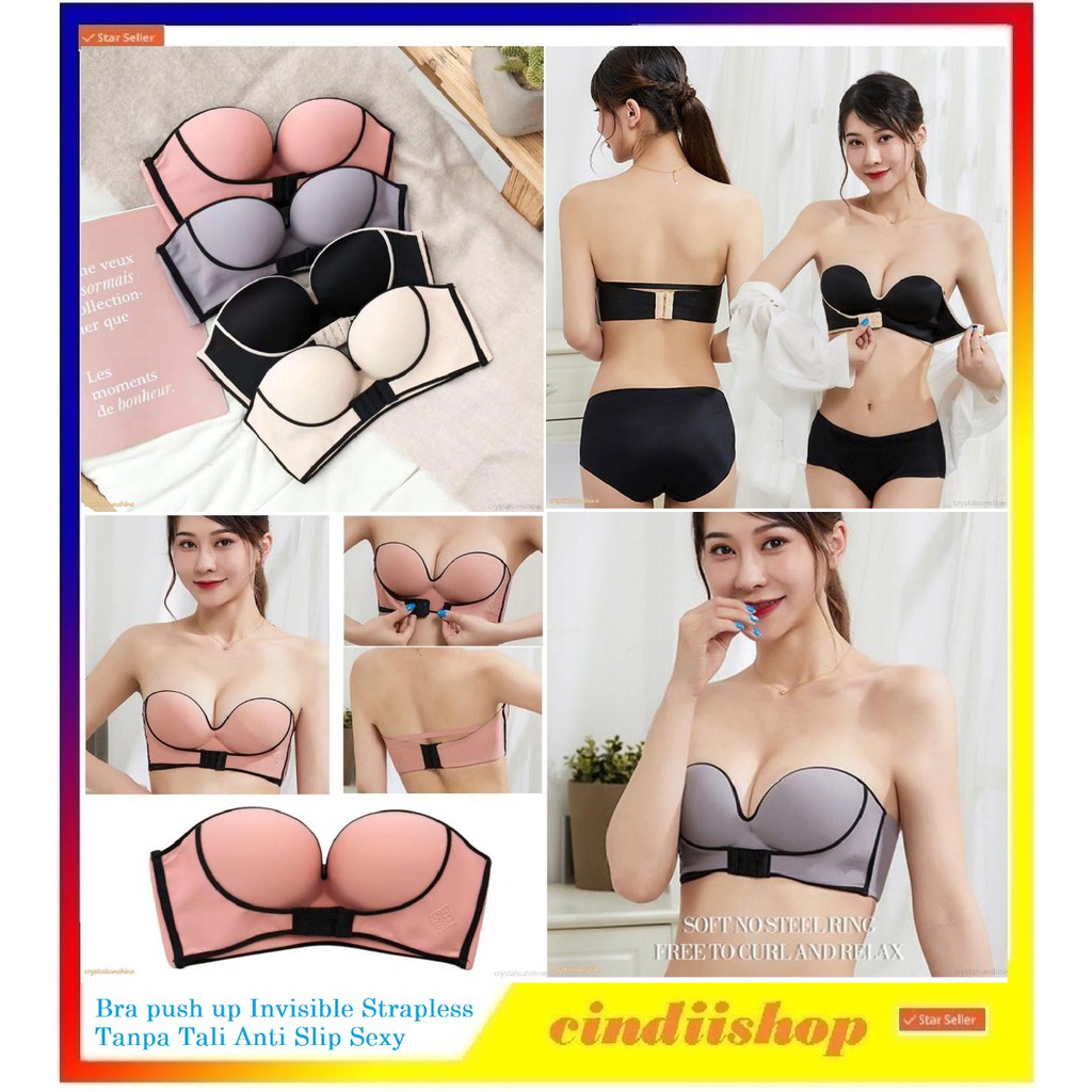 Bra Wanita Push Up TM338 Invisible Strapless BH Tanpa Tali Anti Slip Sexy  Tm 338 Cewek Perempuan Dewasa