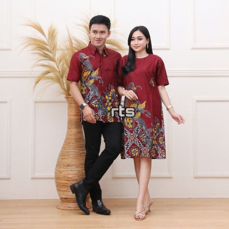 Jual Dress Batik Wanita Modern Couple Hem Batik Pria Couple Lengan Pendek M L Xl Batikaf