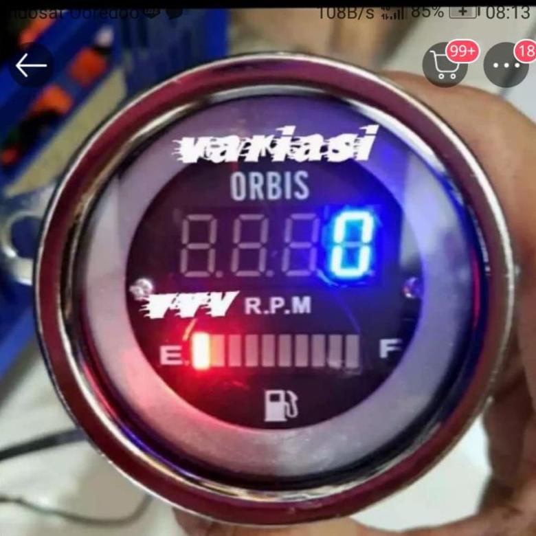 Jual Rpm+Amper Bensin Digital Spido Meter Bulat Chrom Kombinasi Rpm Dan ...