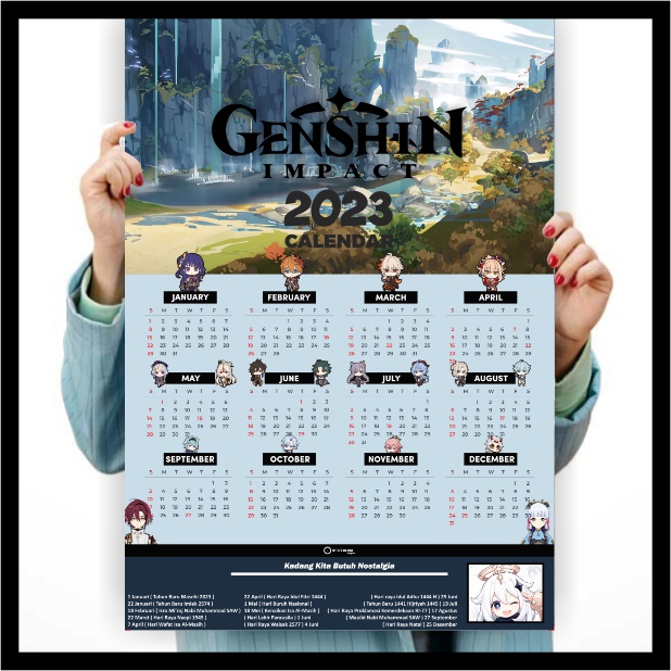 Jual Kalender Anime 2024 - Poster Anime Kalender 2024 Masehi - Shingeki