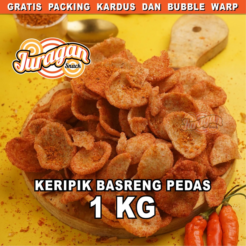 Jual Keripik Basreng Pedas 1 Kg Snack Kiloan Makanan Ringan Jajanan