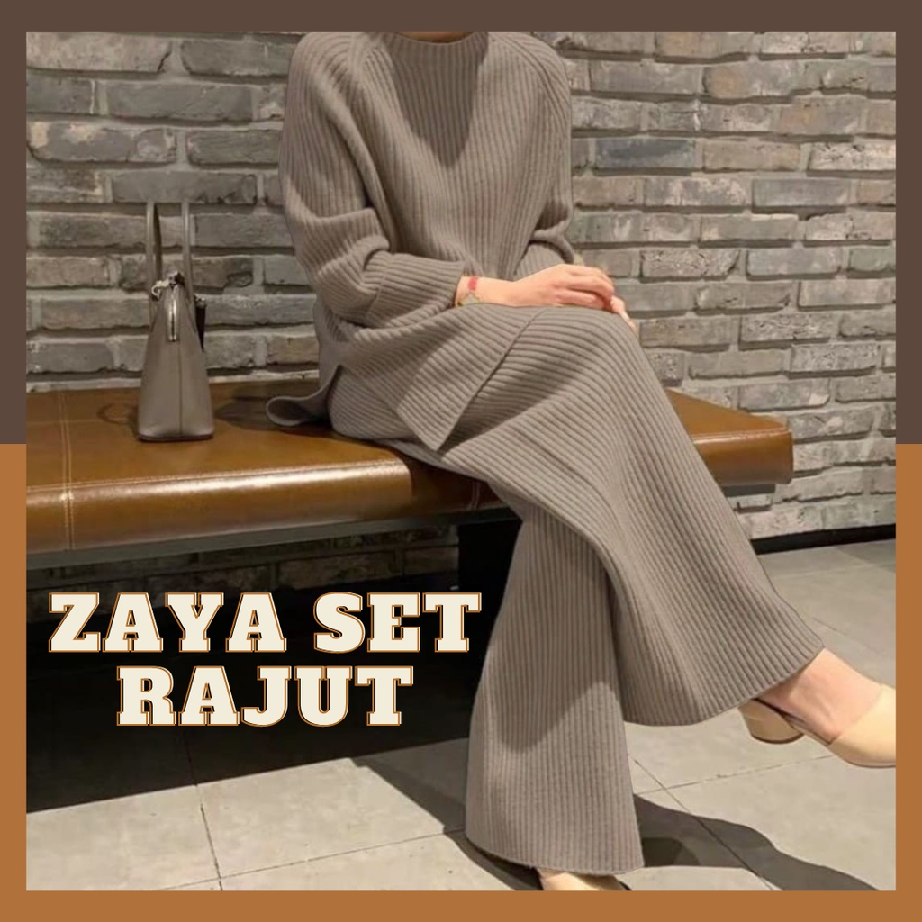Jual One Set Zaya Rajut 7 get/Knit Set/Setelan Rajut/Set Atasan Kulot ...
