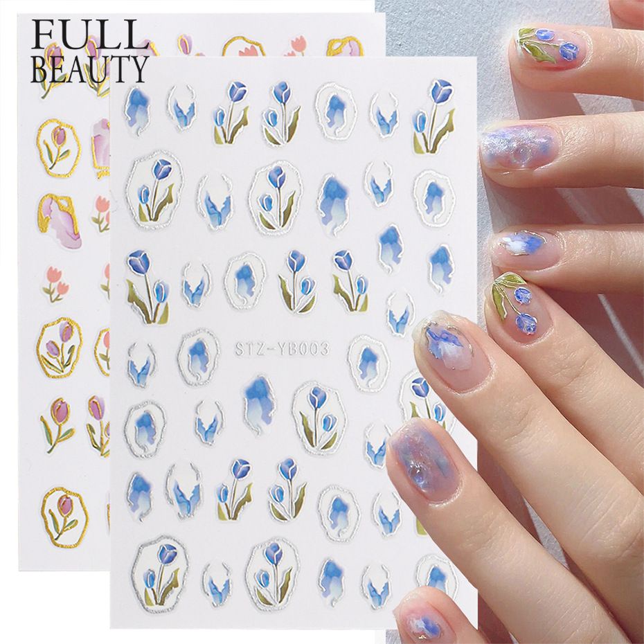 Jual STIKER KUKU BUNGA TULIP FLOWER NAIL ART STICKER INSTAN GAYA JEPANG