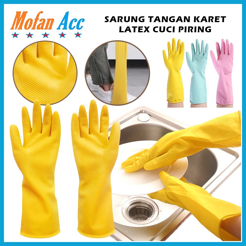 Jual Sarung Tangan Karet Latex Cuci Piring Sarung Tangan Kebun Taman Anti Slip Household 9479