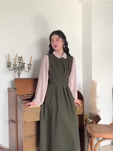 Susana ID Dress Panjang Slim Waist Lengan Karet D103