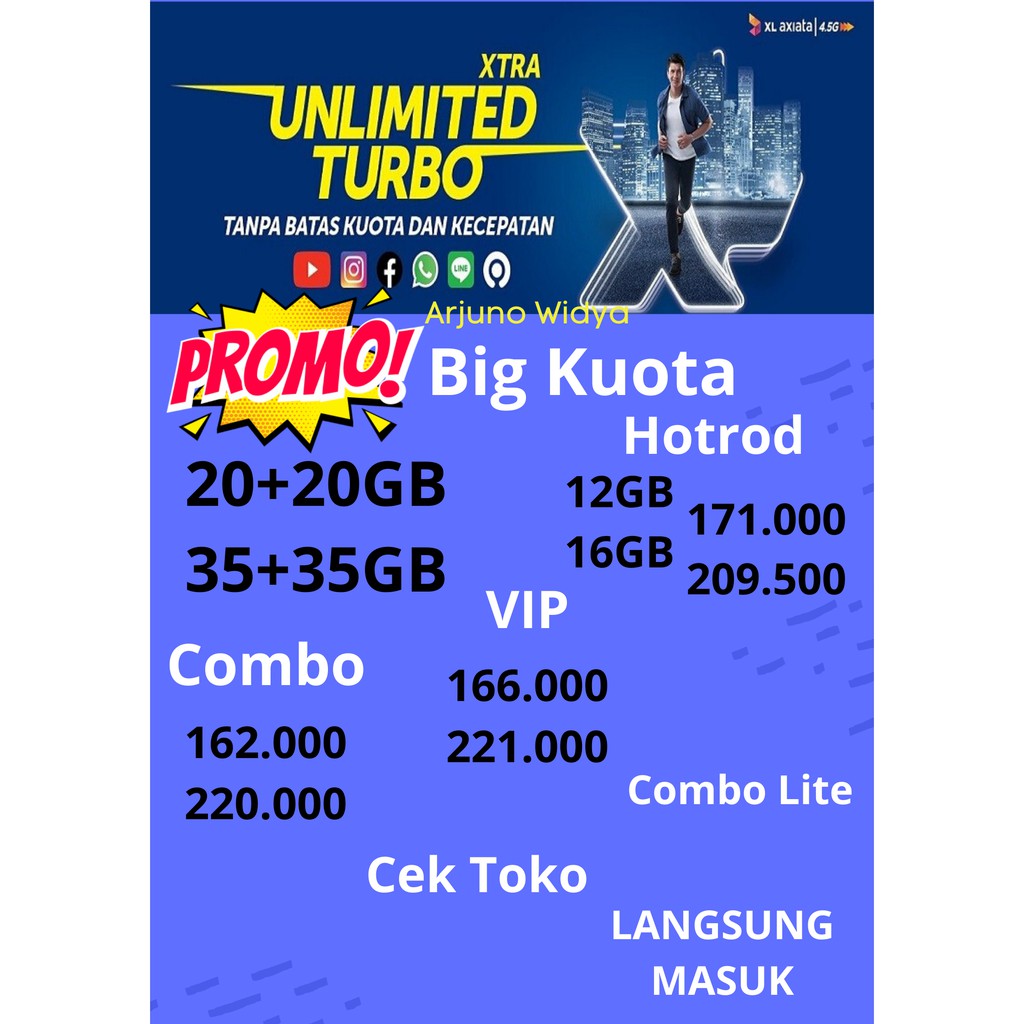 Jual Paket Big Kuota Xl Combo Lite Vip Hotrod Xtra On Data