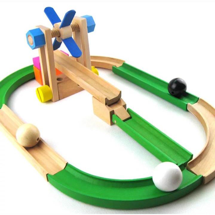 Jual wooden marble run kayu mainan edukasi mainan kayu sensory