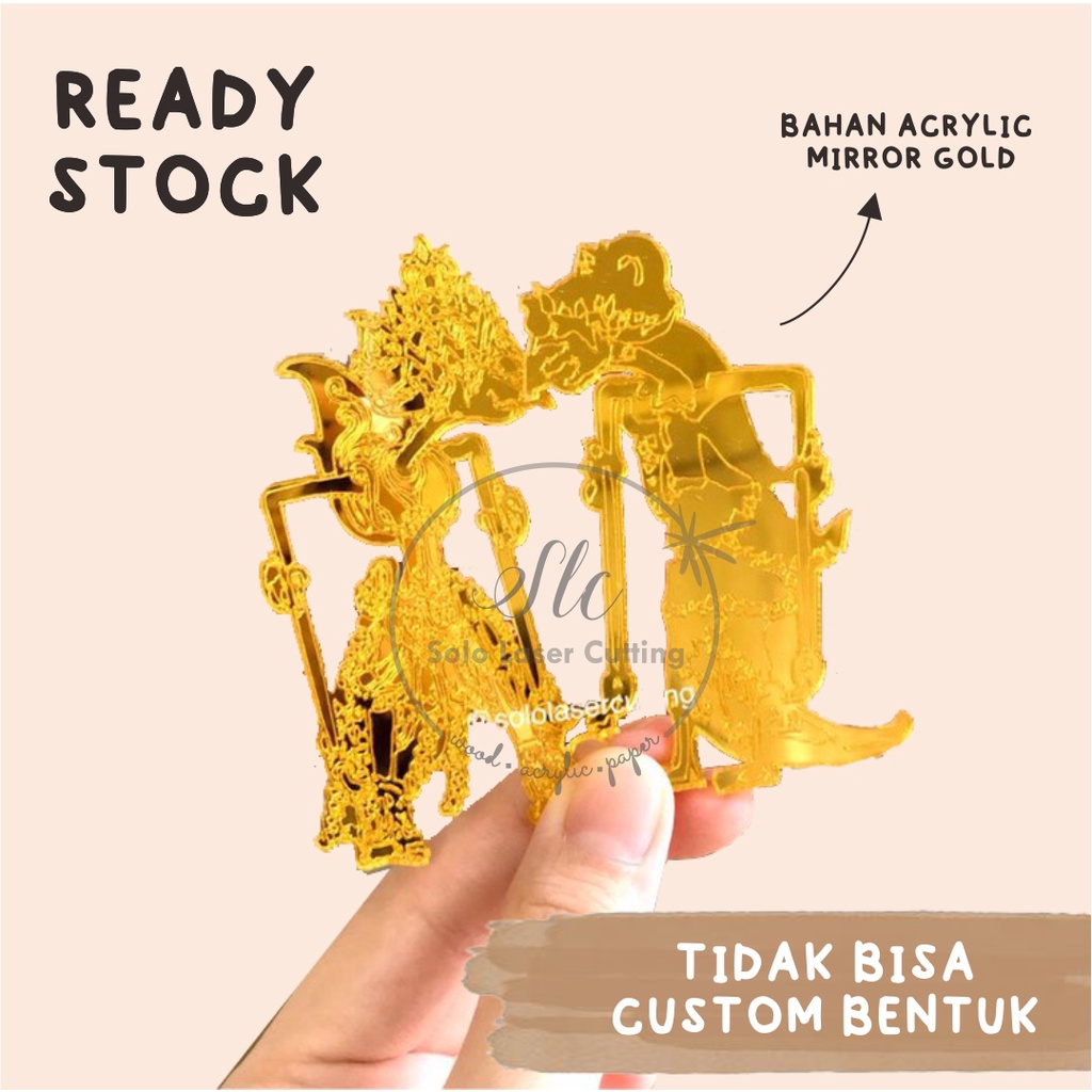 Jual Ukiran Wayang Rama And Shinta Motif Cm Akrilik Mirror Gold Silver