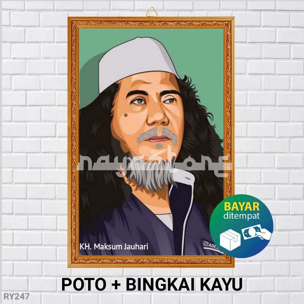 Jual POSTER POTO + BINGKAI KH MAKSUM JAUHARI PAGAR NUSA NU / POSTER KH ...