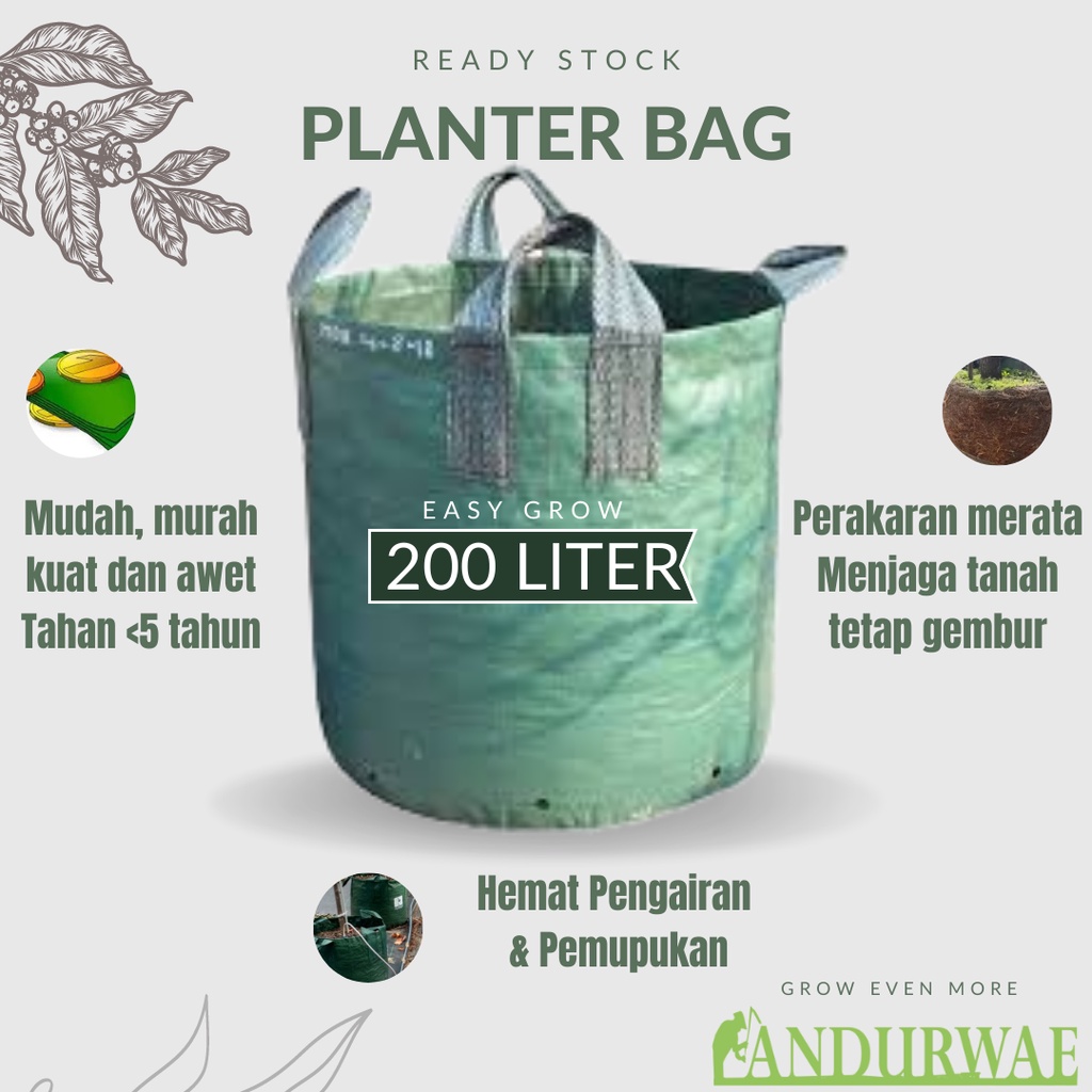 Jual Planter Bag Easy Grow 200 Liter Hdpe Original Tempat Tanam Buah