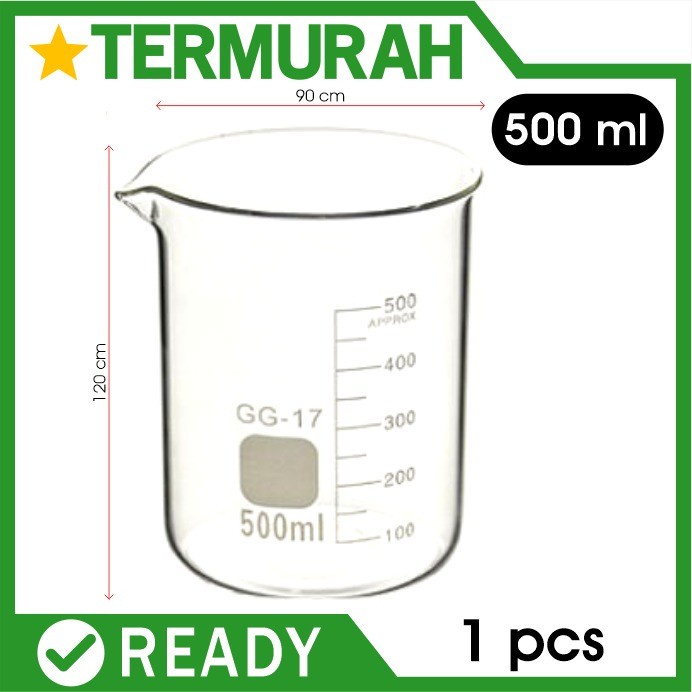 Jual Gelas Ukur Kaca 500ml Measuring Kimia Glass Lab Beaker Takar Measure Shopee Indonesia 3383