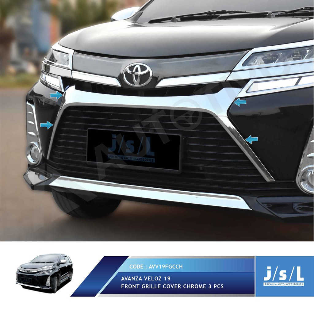 Jual Jsl Lis Grill Depan Avanza Veloz Front Grille Cover Chrome Pcs Shopee Indonesia